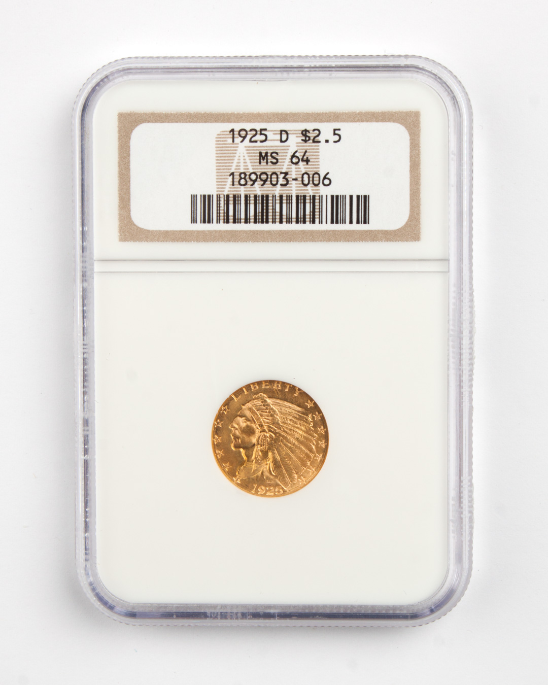 Appraisal: United States gold quarter eagle -D Incuse Indian Head type