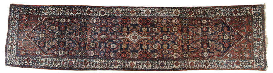 Appraisal: SEMI-ANTIQUE ORIENTAL RUNNER Pointed end blue field with all over