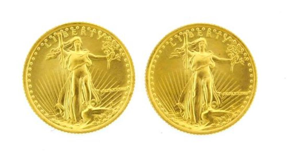 Appraisal: COINS Lot of Two US Fractional gold eagle oz each