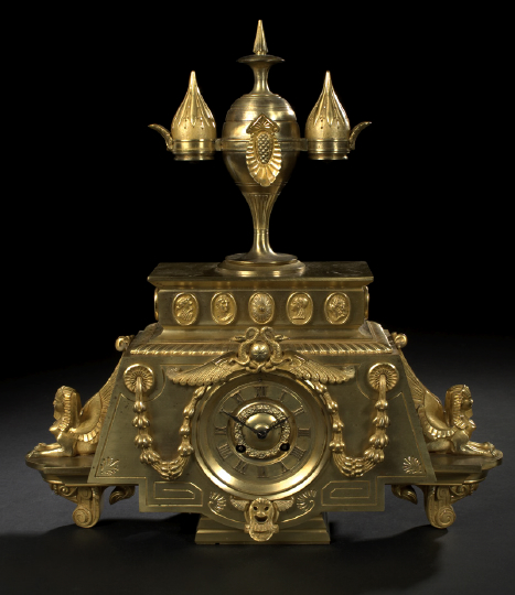 Appraisal: Delightfully Eccentric French Gilt-Brass Neo-Grec Mantel Clock fourth quarter th