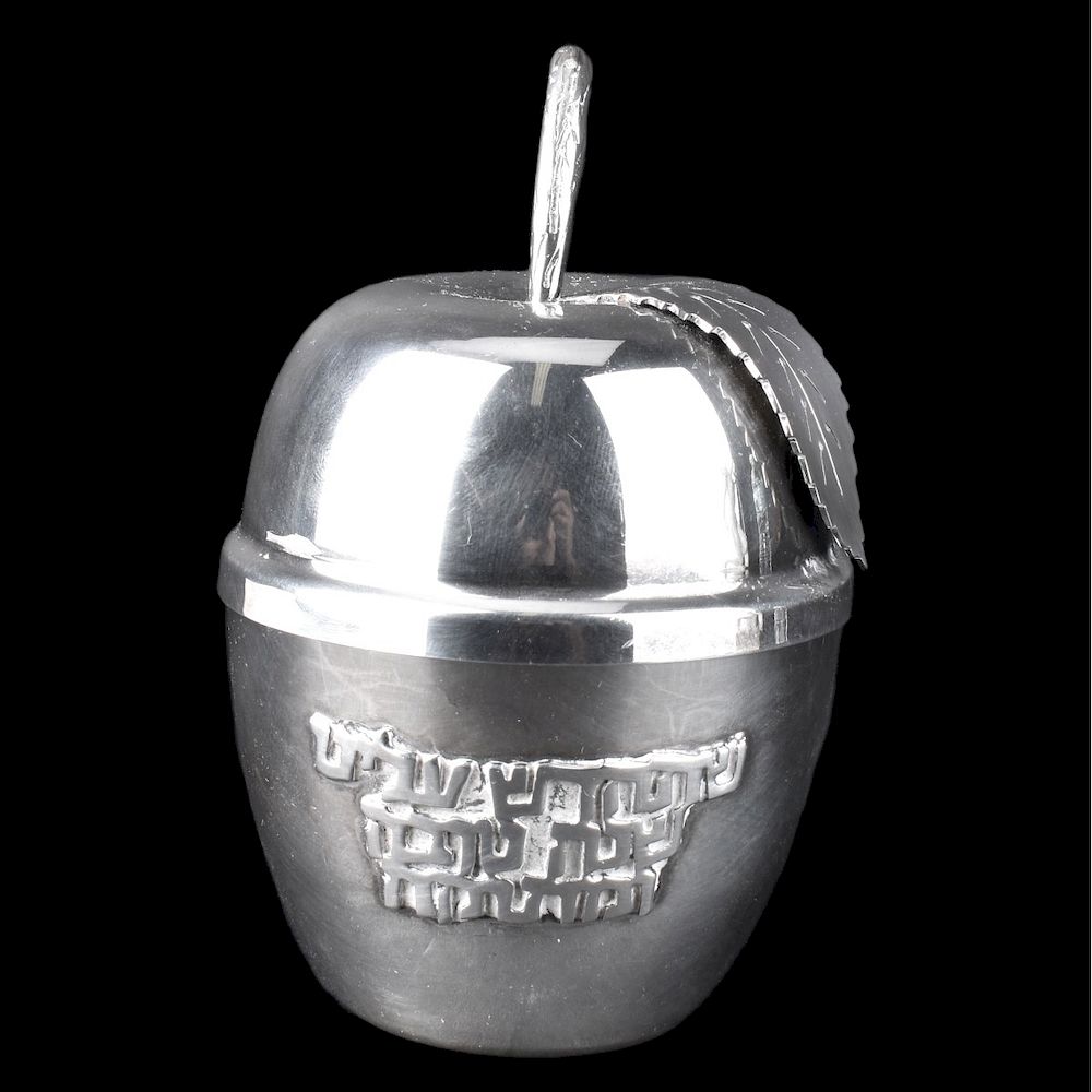 Appraisal: Bier Judaica Silver Apple Vintage Israeli Bier Judaica Apple Shaped