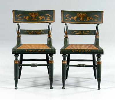 Appraisal: Pair Baltimore painted side chairs each with tablet crest centering