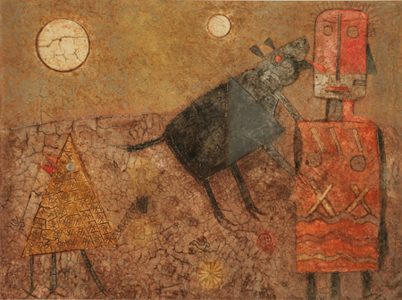 Appraisal: Te dulo R mulo Mexican b Untitled Figure with Dog