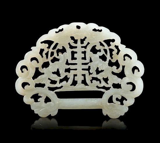 Appraisal: A Celadon Jade Ruyi- Head Openwork Lock Length inches A