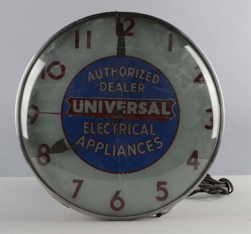 Appraisal: Universal Electric Appliances Advertising Clock This lighted wall clock on