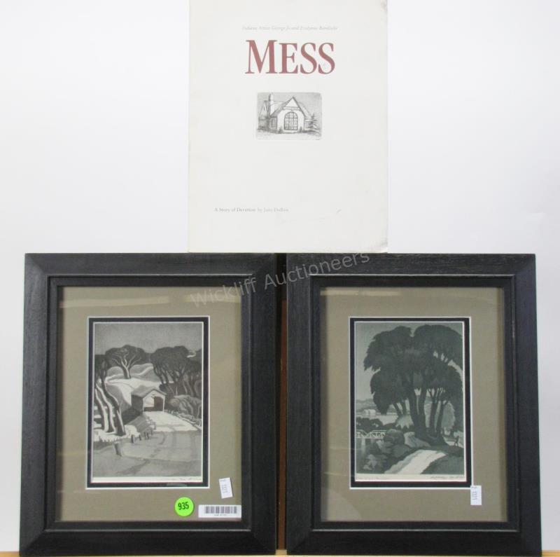 Appraisal: aquatint etchings by George Jo Mess including Old Iron Bridge