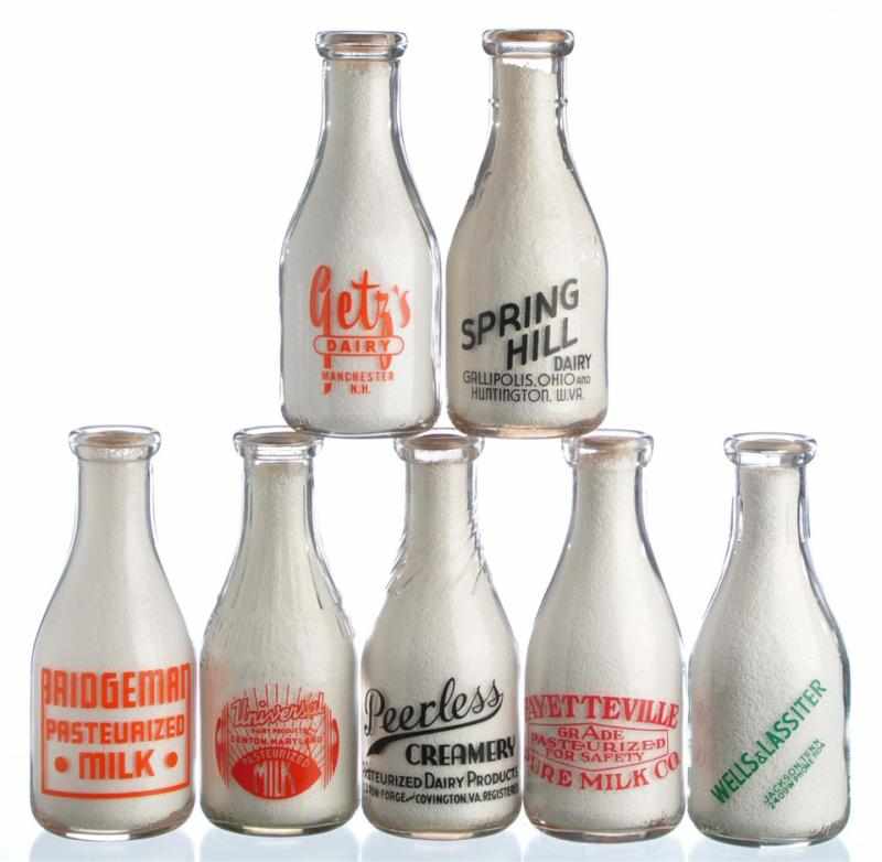 Appraisal: Lot of Milk Bottles from Various Locations Description Lot includes