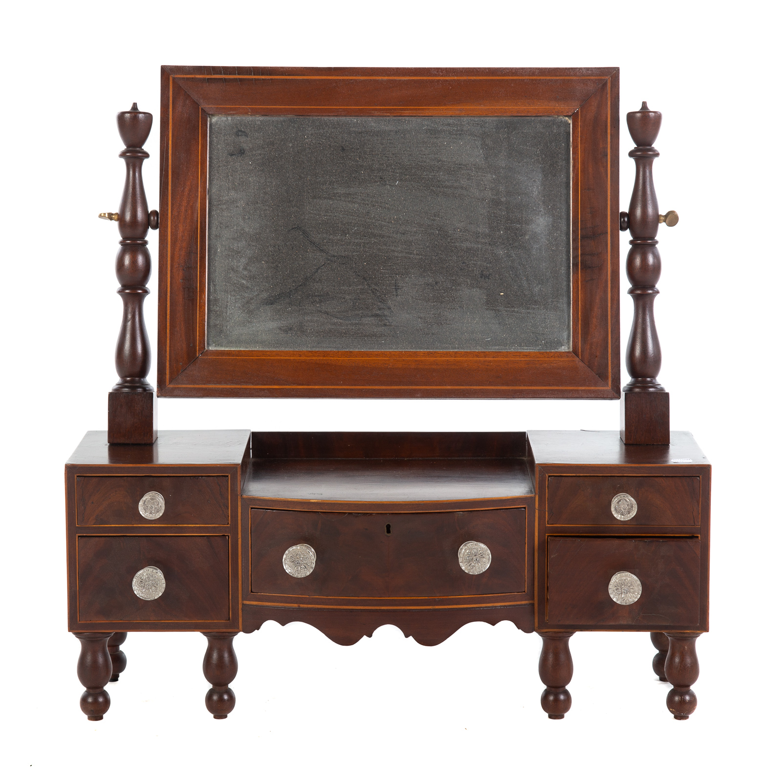 Appraisal: FEDERAL MAHOGANY INLAID SHAVING STAND Circa - shaped stand with