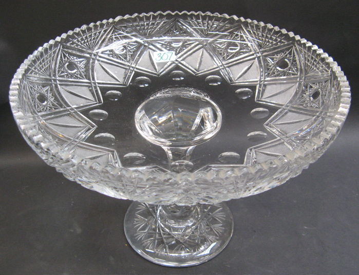 Appraisal: HEAVY CRYSTAL FRUIT COMPOTE hand cut and engraved Diameter in