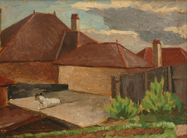 Appraisal: Roland Wakelin - Dog in the Yard oil on board