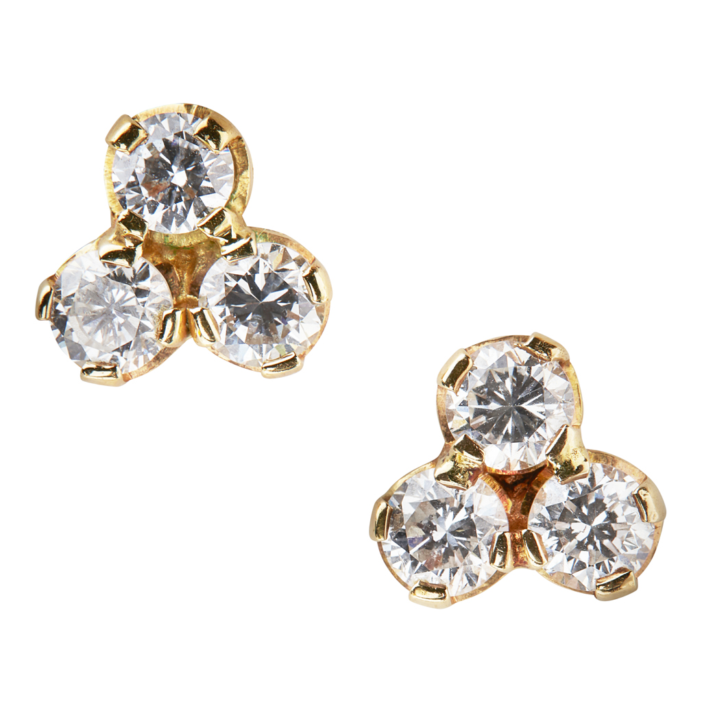 Appraisal: A pair of diamond cluster earrings each set with a