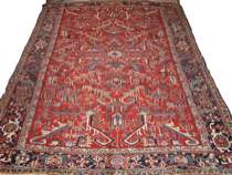 Appraisal: Antique Heriz Rug of Unusual Design The central floral is