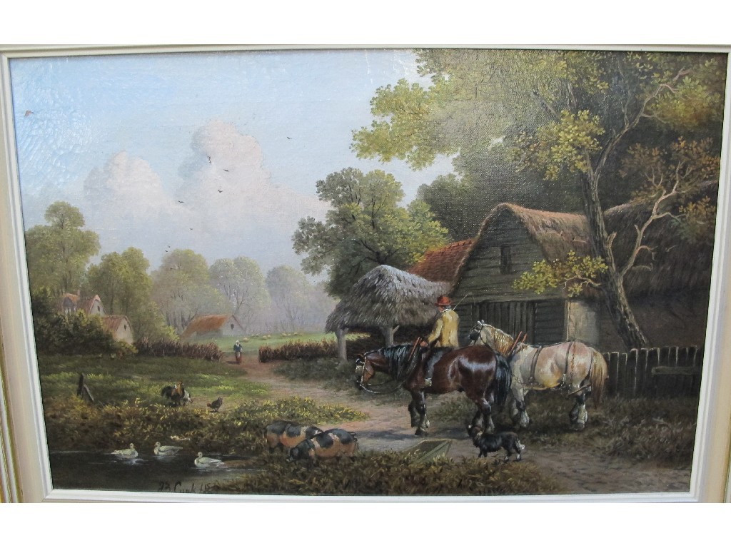 Appraisal: Oil on canvas farmyard scene signed B CRUIKSHANK