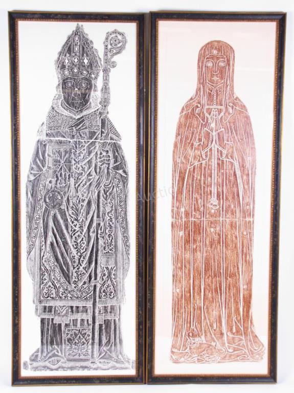 Appraisal: A pair of large framed temple rubbings depicting holy figures