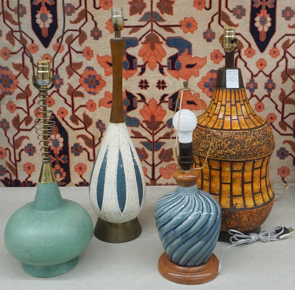 Appraisal: Four Assorted Modernist Style Probably Italian Ceramic Table Lamps H