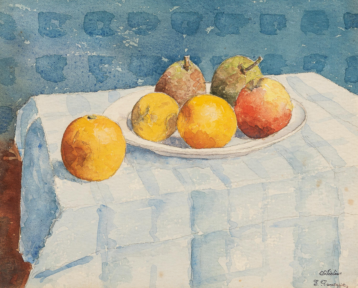 Appraisal: ETIENNE DESCARGUES FRENCH - STILL LIFE WITH ORANGES PEARS A