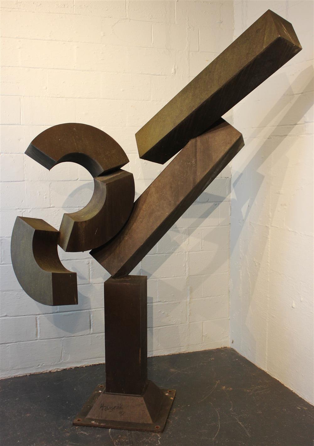 Appraisal: ED HAUGEVIK AMERICAN TH ST CENTURY STEEL SCULPTURE ANDREW signed