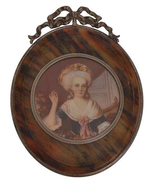 Appraisal: TH CENTURY TORTOISE SHELL FRAMED PORTRAIT MINIATURE OF LADY ON