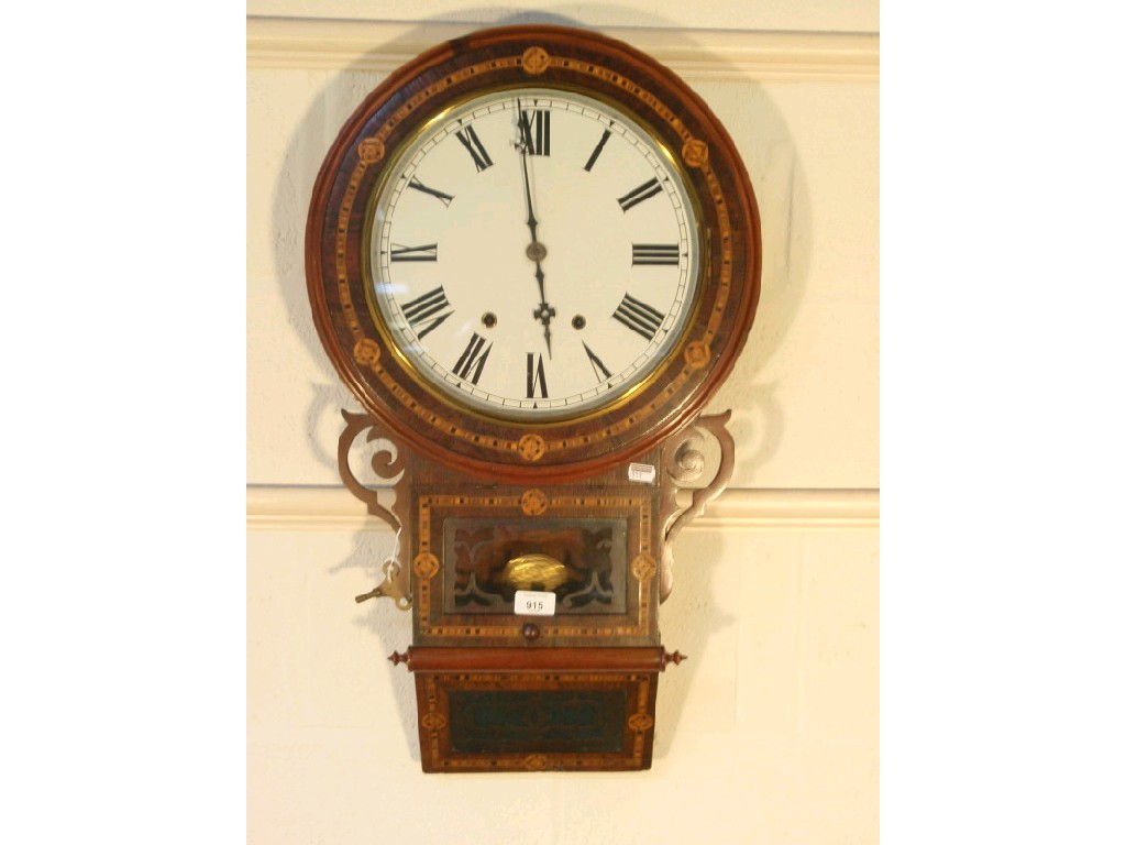 Appraisal: A Victorian drop dial wall clock with white enamel white