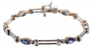 Appraisal: kt Diamond Sapphire Bracelet twisted rope links six oval faceted