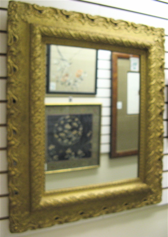 Appraisal: AMERICAN VICTORIAN WALL MIRROR and small print The gilt wood