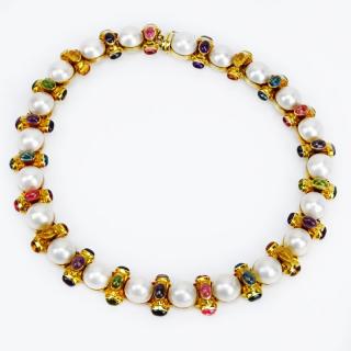 Appraisal: Bulgari style Mabe Pearl Cabochon Multi Stone and Karat Yellow