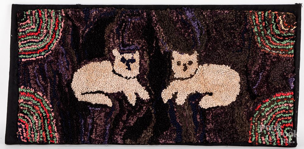 Appraisal: American hooked rug ca American hooked rug ca with two