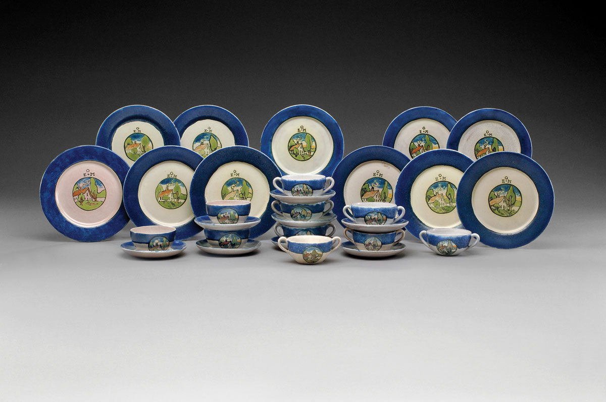 Appraisal: SET OF PAUL REVERE POTTERY DISHES AND CUPS DECORATED BY