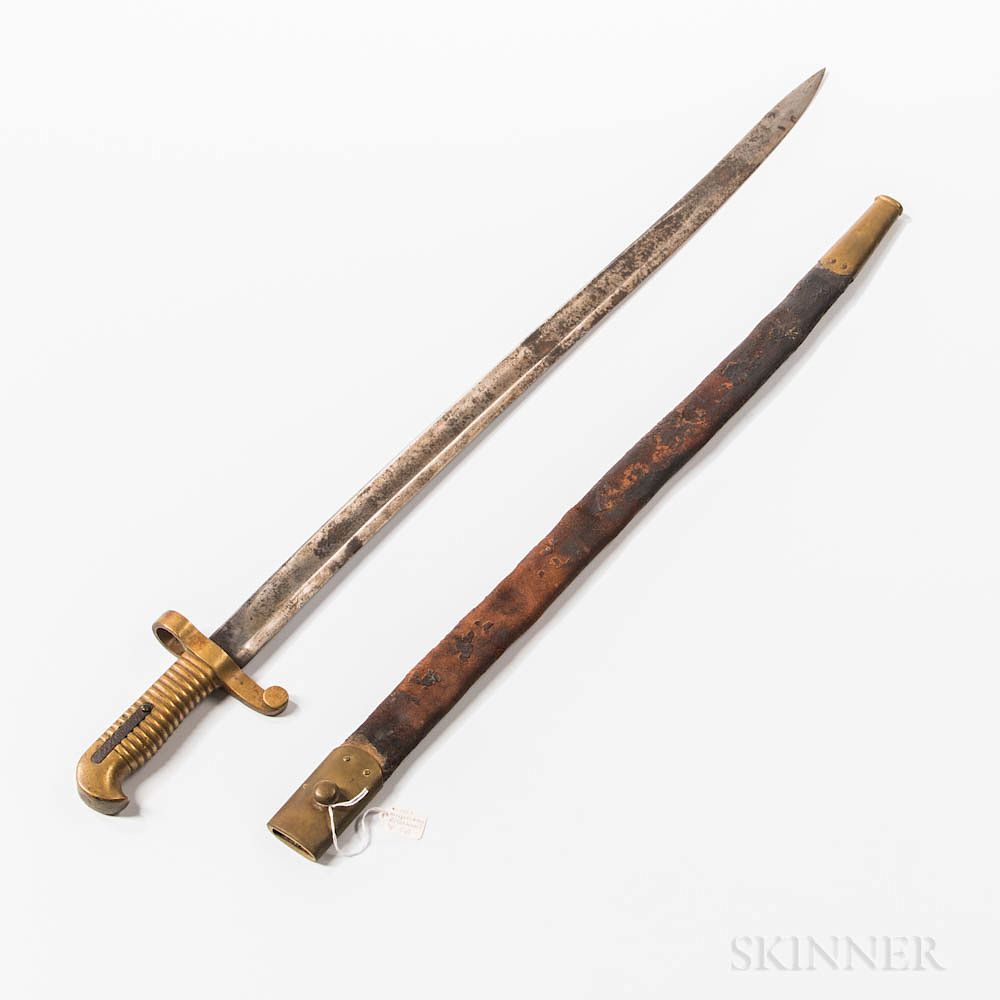 Appraisal: Colt-altered Mississippi Bayonet and Scabbard Colt-altered Mississippi Bayonet and Scabbard