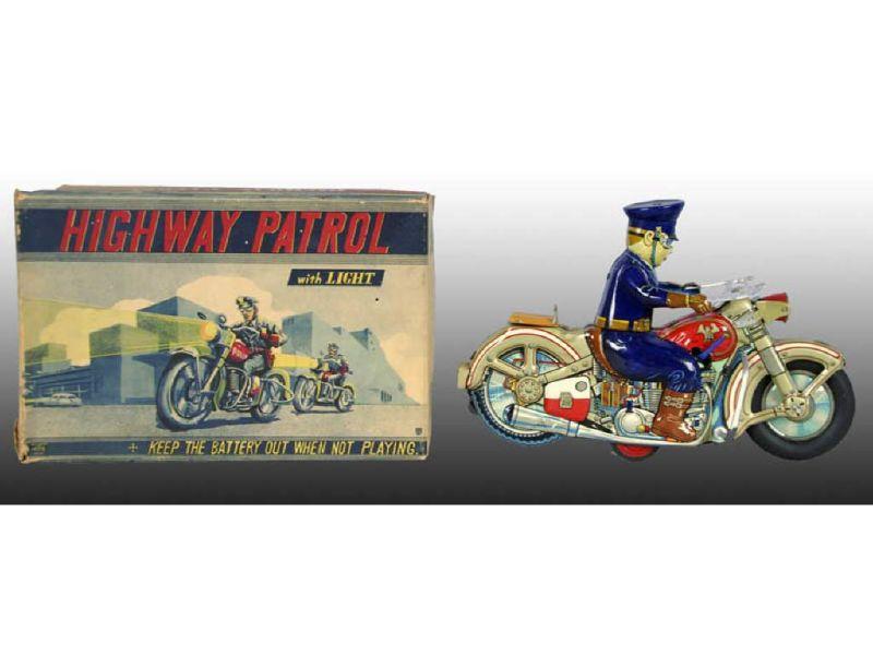 Appraisal: Japanese Alps Tin Highway Patrol Motorcycle Toy wi Description ''