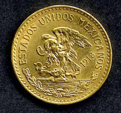 Appraisal: piece Gold Coin Mexico pesos Light wear to feathers