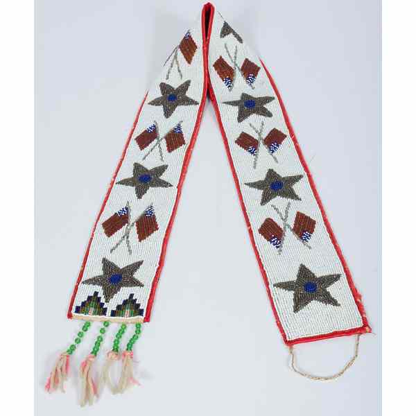 Appraisal: Northern Plains Beaded Patriotic Banner thread-sewn on canvas and beaded