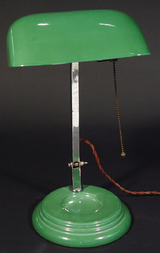 Appraisal: Unusual Wedgwood china clerks lamp and shade with chrome arm