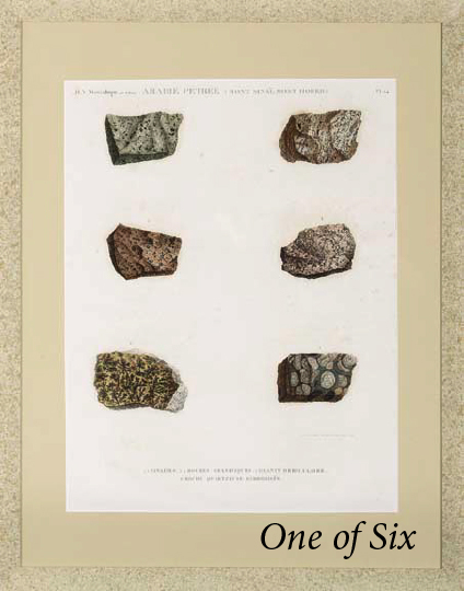 Appraisal: Set of Six Large Colored Engraved Folio Pages depicting rock