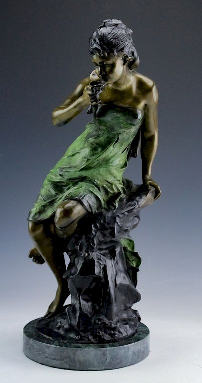 Appraisal: A Moreau Woman In The Wind Bronze Sculpture after A