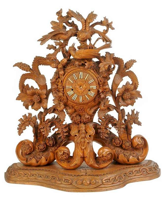 Appraisal: Monumental Black Forest Clock Continental late th century base with