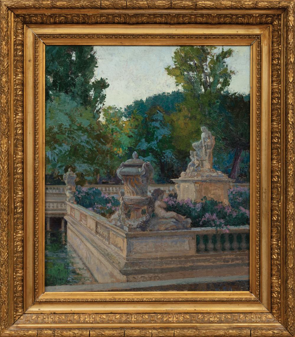 Appraisal: French School Jardin de la Fontaine N mes oil on