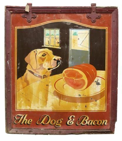 Appraisal: English double-sided pub sign The Dog and Bacon th c