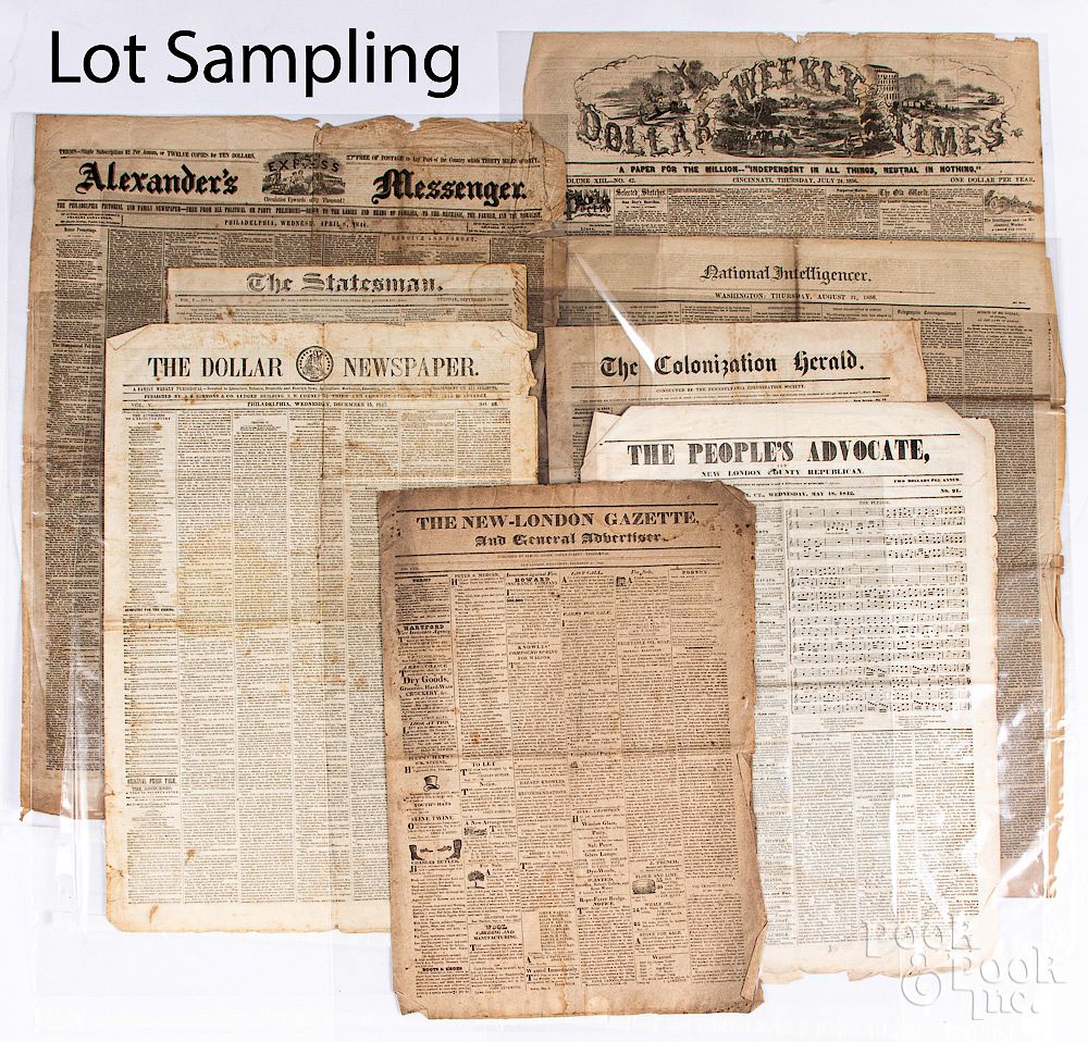 Appraisal: Large group of mid late th c newspapers Exclusive on