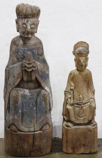 Appraisal: Two Chinese Wood Sculptures Officials lot of Chinese wood sculptures