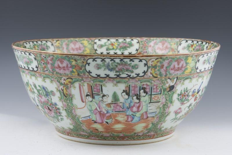 Appraisal: Rose Medallion Chinese Export Porcelain Punch Bowl th c exceptional