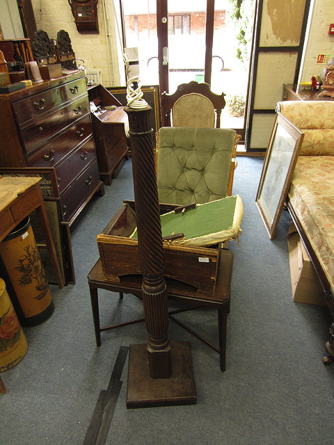 Appraisal: A QUANTITY OF MISCELLANEOUS FURNITURE to include turned mahogany lamp