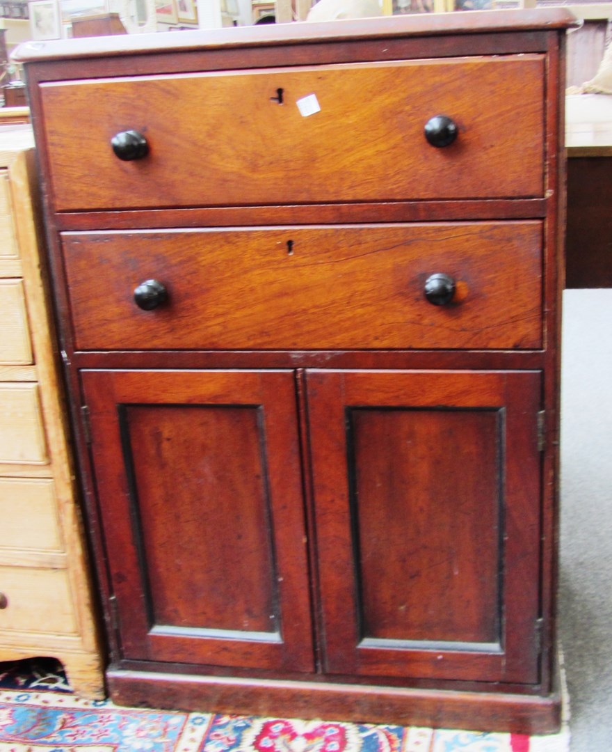 Appraisal: A George III mahogany side cabinet with pair of drawers