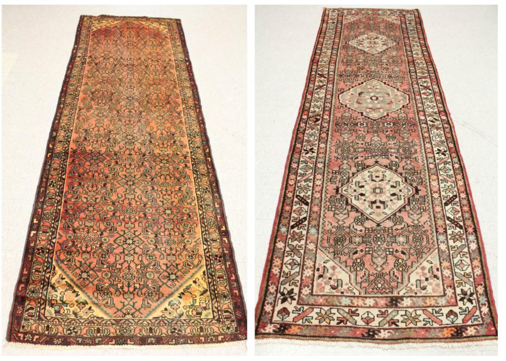 Appraisal: TWO HAND KNOTTED SEMI-ANTIQUE PERSIAN AREA RUGS triple medallion design