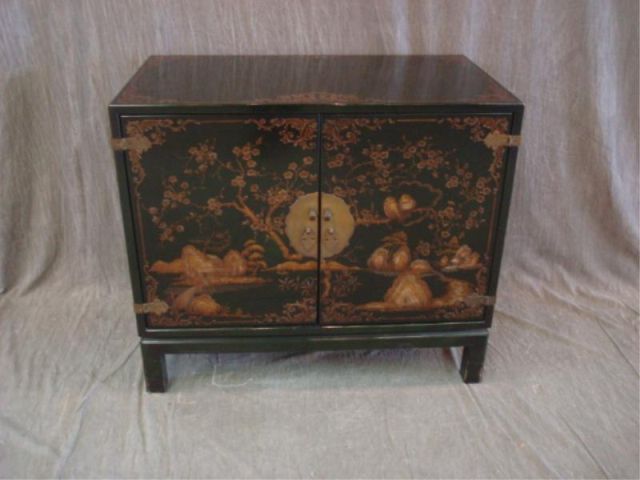 Appraisal: Midcentury Chinoiserie Decorated Cabinet door cabinet From an East nd