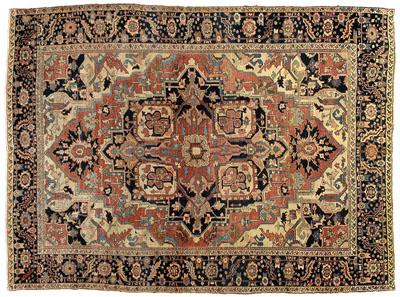 Appraisal: Serapi rug large central medallion on pale salmon field matching