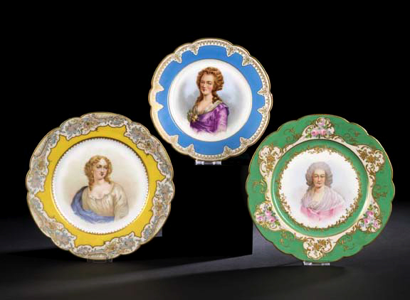 Appraisal: Sevres Fond Vert Porcelain Portrait Cabinet Plate potted in glazed