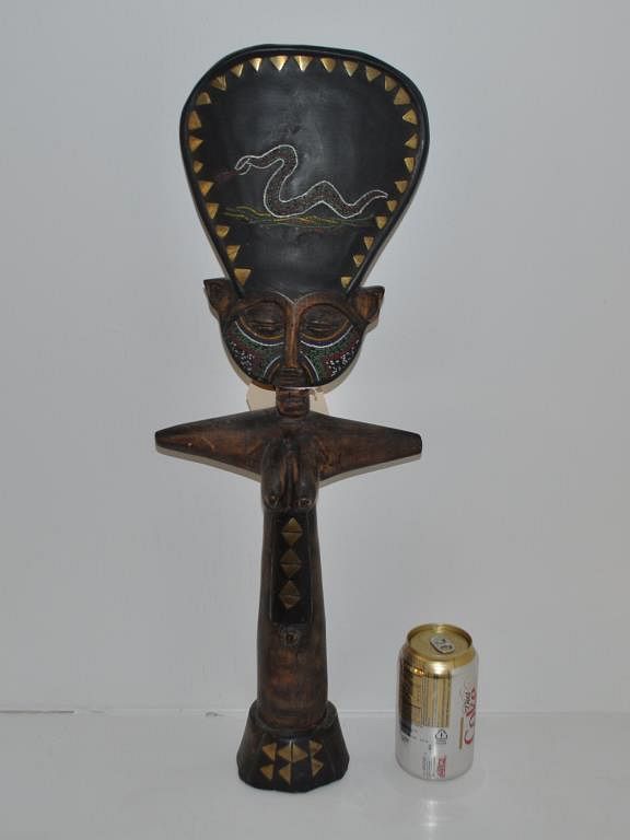 Appraisal: African Ashanti Fertility Figure with brass and inlay beadwork high