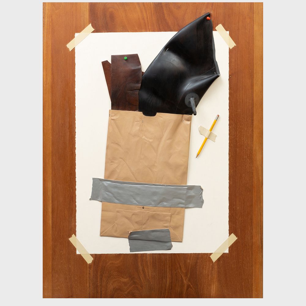 Appraisal: Robert Bourdon - Trompe l'Oeil Brown Bag Mixed media construction