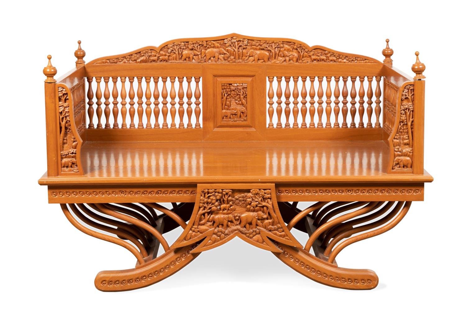 Appraisal: CARVED CUSTOM TEAK THAI HOWDAH CHAIR Southeast Asian custom Thai